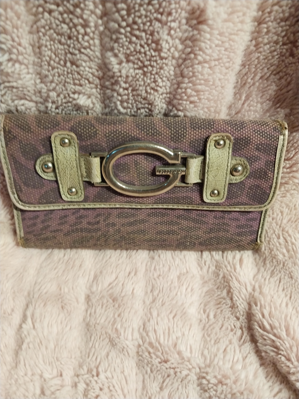 G Logo Leopard Print Clutch Wallet in Brown and Tan